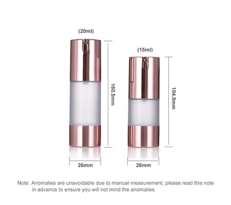Luxury Rose Gold bezpowietrzna butelka pompy 15-20 ml okrągła bezpowietrzna butelka balsam butelka serum