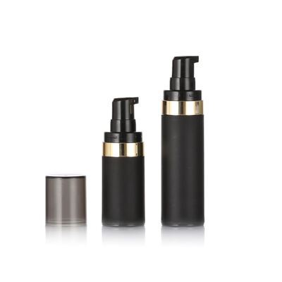 Najwyższej jakości czarna butelka bez powietrza 15ml 30ml 50ml PP plastikowe butelki bez powietrza kosmetyczne