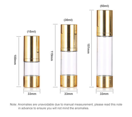 Zaleca się 15ml 30ml 50ml Slim Airless Pump Bottle for Skin Care Packaging with Screen Printing Lotion & Serum